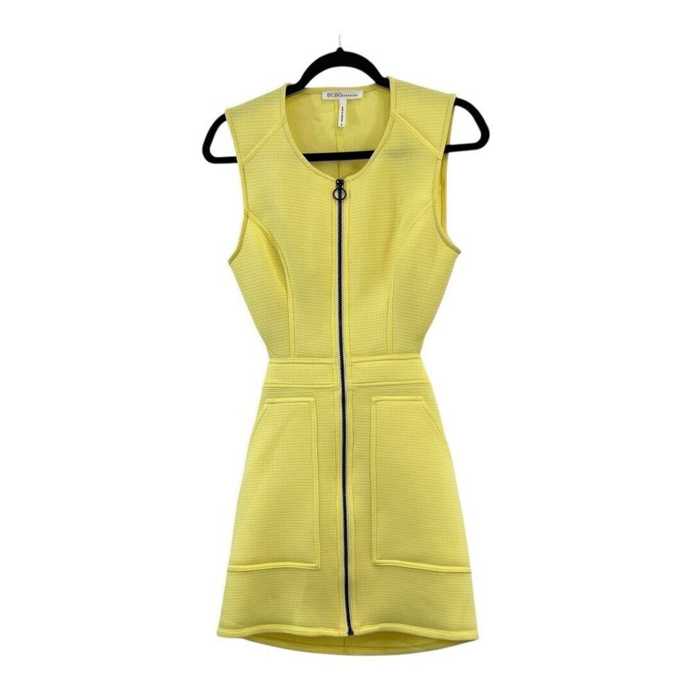 BCBGeneration Womens Size 6 Yellow Zip Front Cutout Dress
